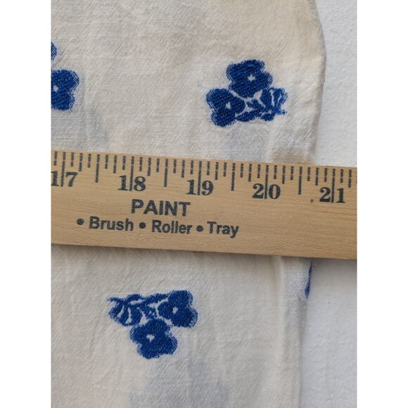 Zara Women's Pants Wide Leg Embroidered Flowers Cream Green/Blue Size Large - Picture 9 of 13